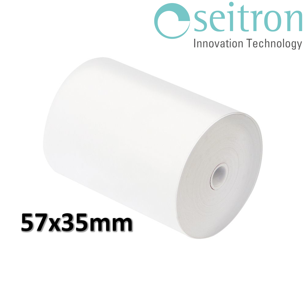 Rouleau de papier thermique longue durée pour imprimante analyseur, 57 x 35 mm - SEITRON