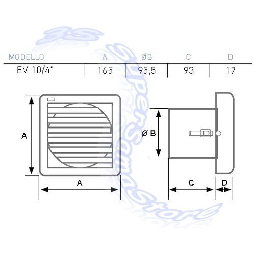 Aspirateur hélicoïdal avec TIMER EV 10/4'' T ASPIRA Fantini pour trou Ø 100 mm