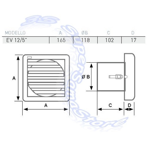 Aspirateur hélicoïdal Fantini EV 12/5'' S ASPIRA pour trou de Ø 120 mm