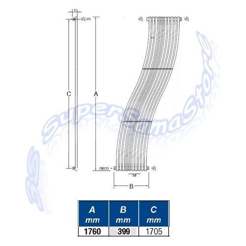 Radiateur design CHROMED CASSIOPEA à droite - H 176 cm