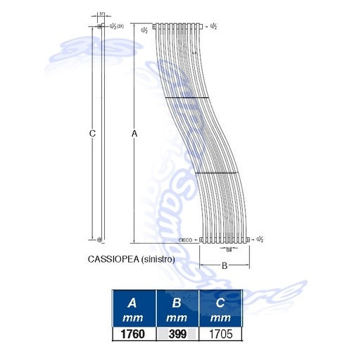 Radiateur design CASSIOPEA Idropolis BLANC - H180 gauche
