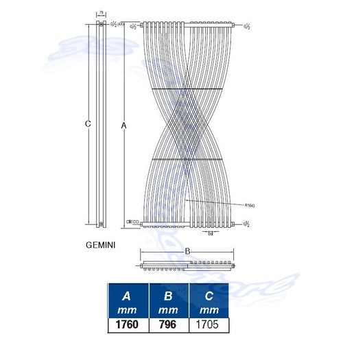 Radiateur décoratif chromé Gemini Idropolis - 176 x 80 cm