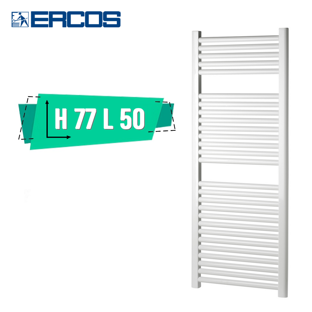 Opera Ercos white heated towel rail, 77 x 50 cm, 45 cm pipe centres
