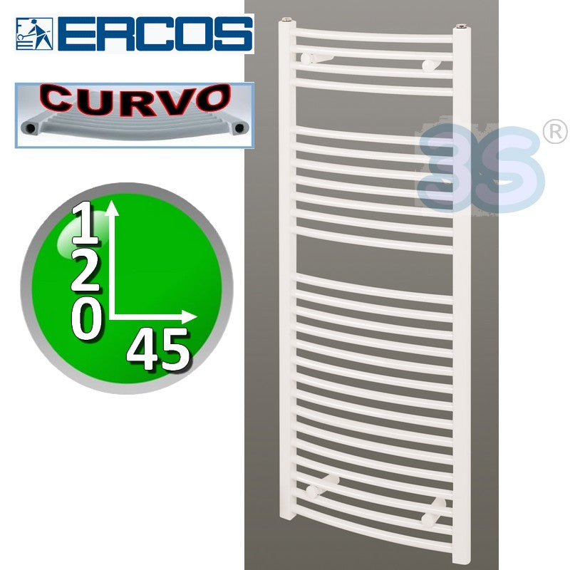 Sèche-serviettes TEKNO Ercos CURVED blanc 120 x 45 cm, entraxe 40