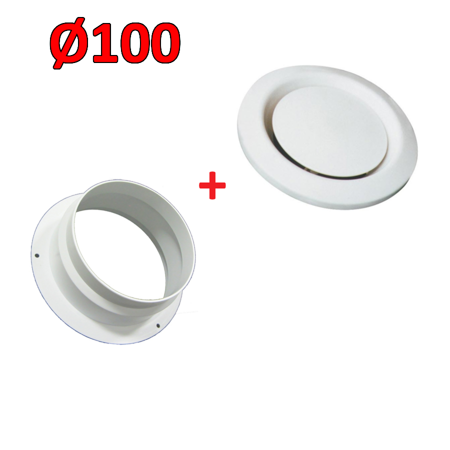 AUSTRAL - manchon + anémomètre en ABS Ø 100 mm, valve d'extraction et de refoulement d'air réglable