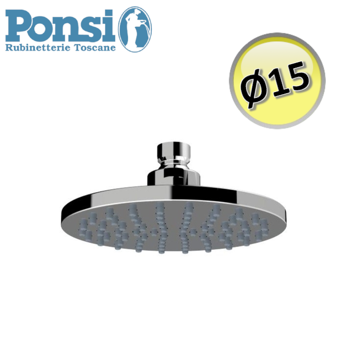 Pommeau de douche mural rond Ø 15 cm en ABS chromé - Ponsi