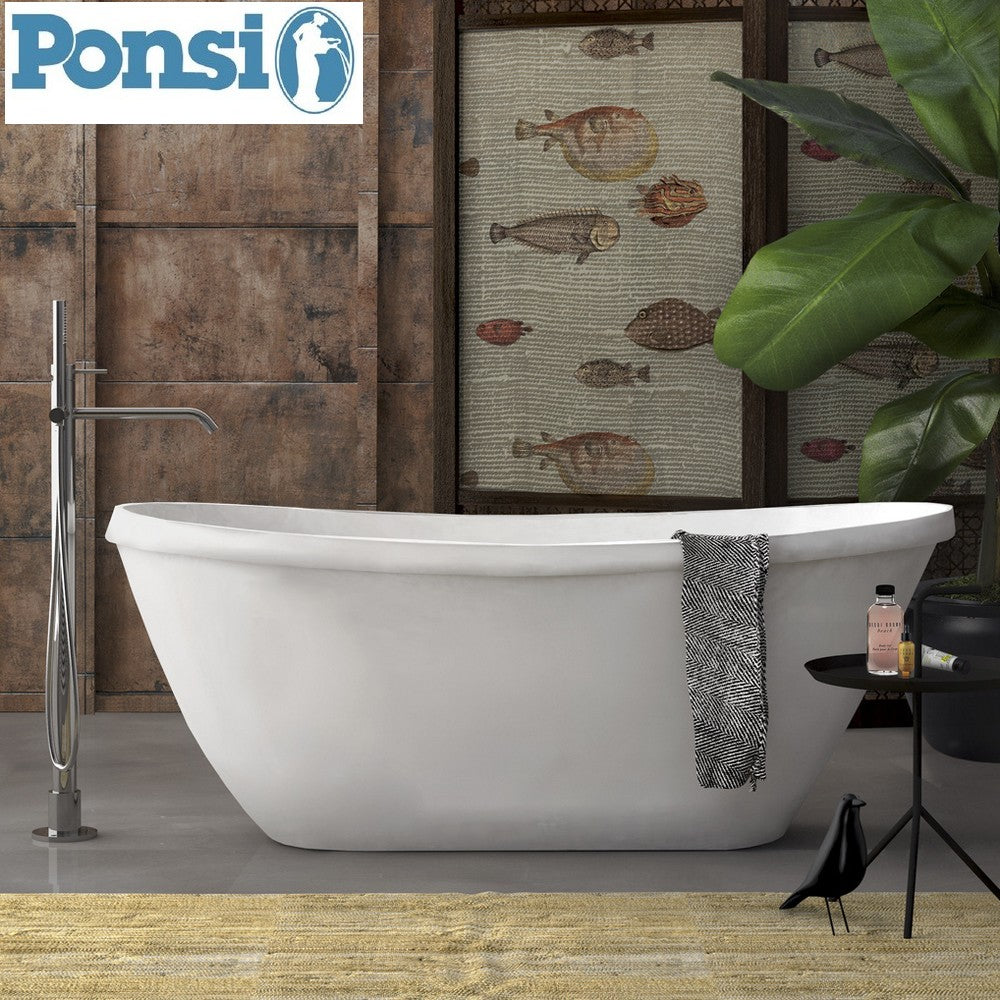 Baignoire GAMMA Ponsi en résine effet marbre avec structure de support - 169 x 71 cm