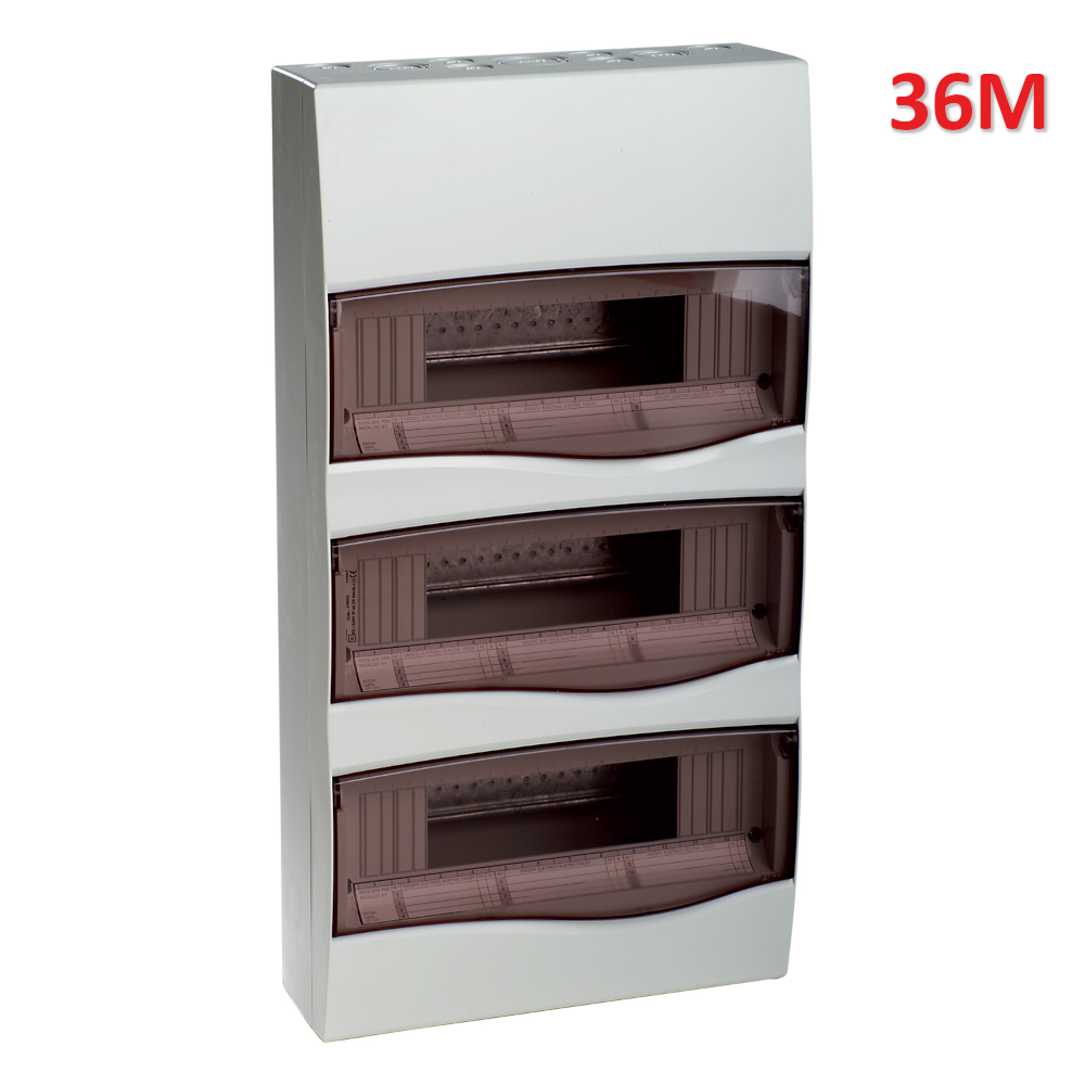 Tableau électrique mural combiné 36M avec porte transparente 497 x 264 x 99 mm IP40 - Série Combi