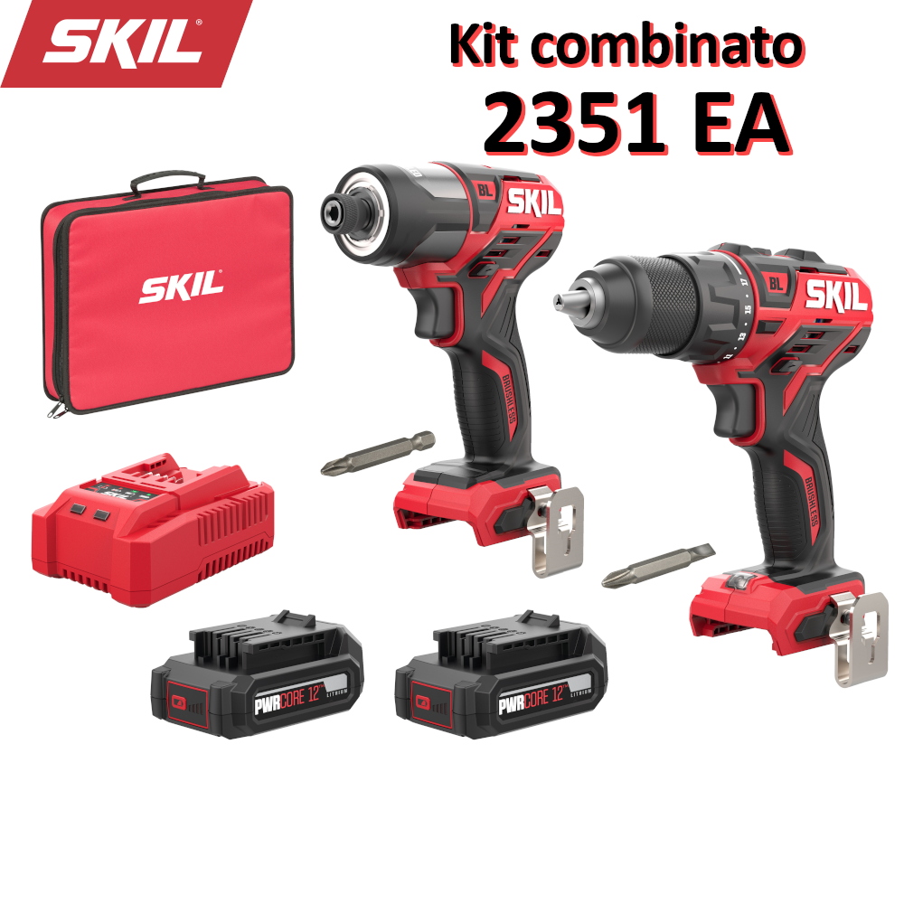 Kit combiné perceuse et visseuse à percussion sans fil SKIL 2351 EA (Kit combiné)
