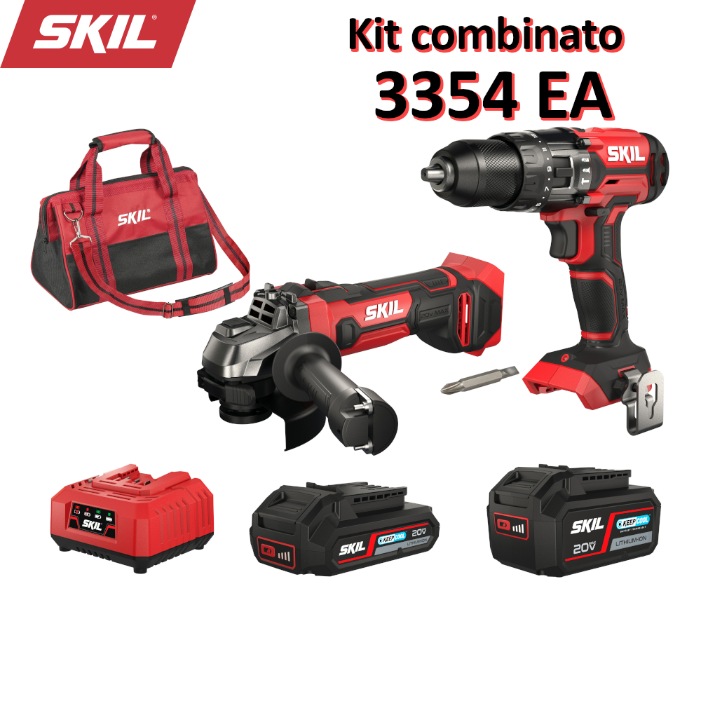 Kit combiné perceuse à percussion sans fil et meuleuse d'angle sans fil SKIL 3354 EA