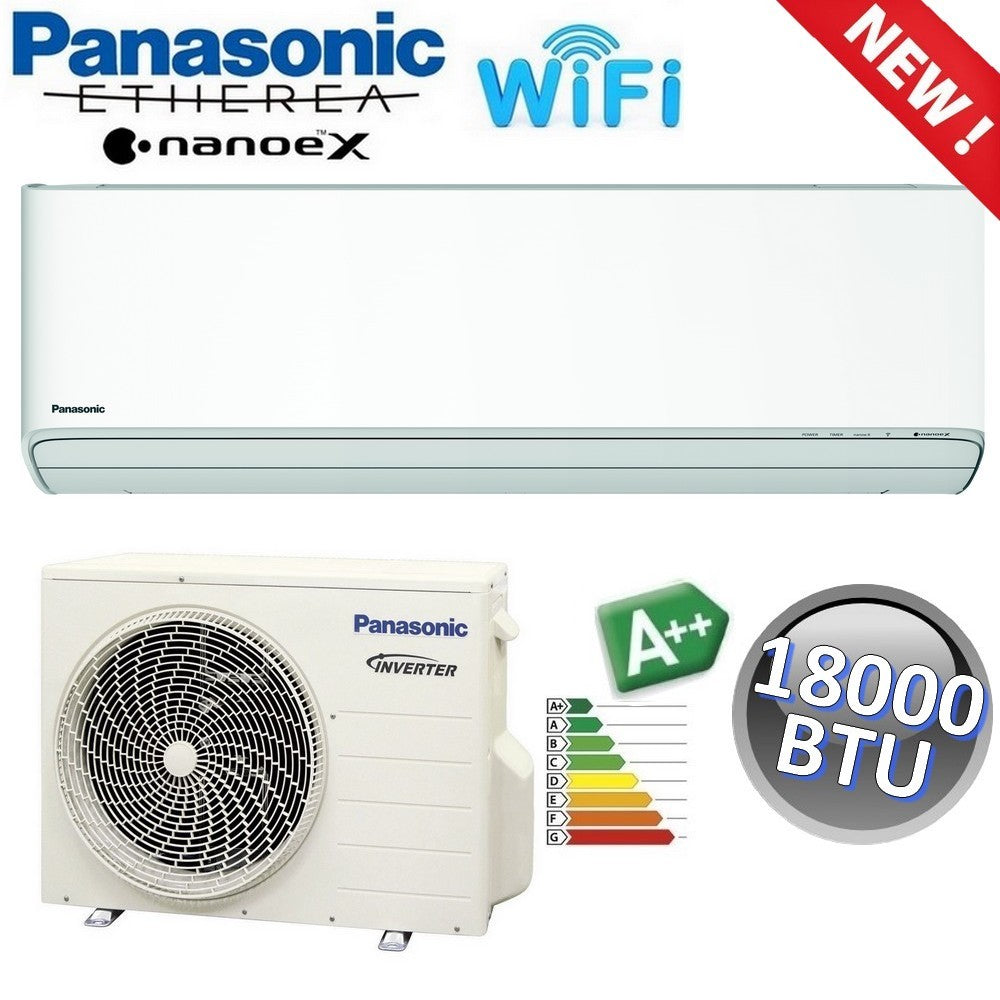 Climatiseur monosplit Panasonic ETHEREA blanc R32 - 18 000 BTU A+++ avec Wi-Fi et NanoeX