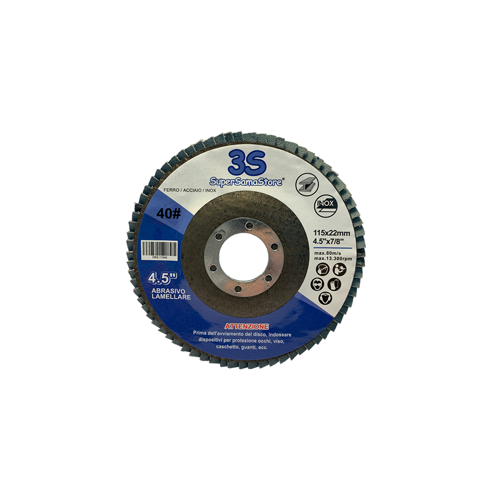 Disque à lamelles - meule en acier inoxydable, acier au carbone ou fonte Ø 115 x 22,23 mm pour affûtage flexible