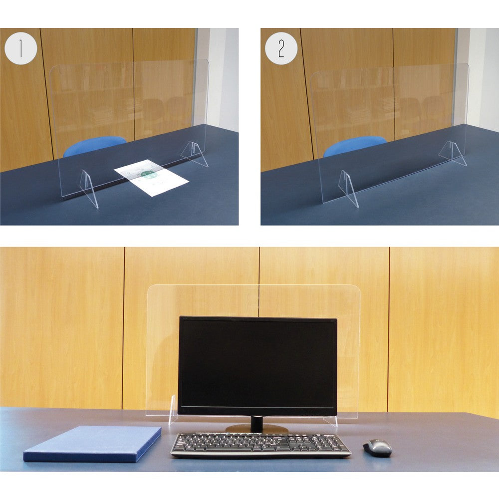 Barrière de protection anti-contagion 80x65 cm pour surfaces planes
