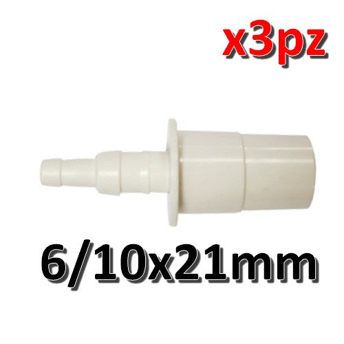 Raccord droit réduit de 6/10 à 21 mm pour tuyau en vinyle - lot de 3
