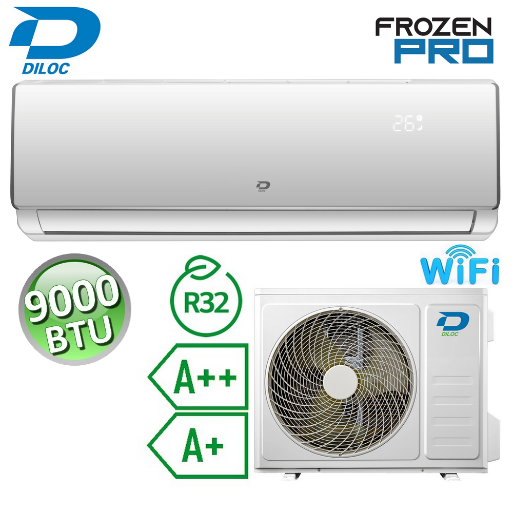 Climatiseur split monobloc Diloc Frozen PRO 2,5 kW 9000 BTU R32 A++/A+ - Wi-Fi intégré