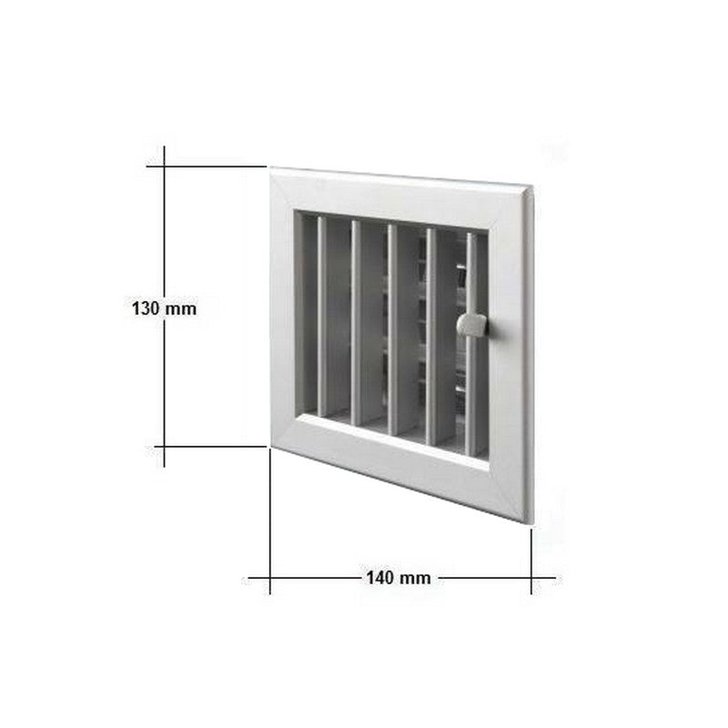 Grille d'aération en aluminium 14 x 13 cm - Grille de cheminée réglable avec volet