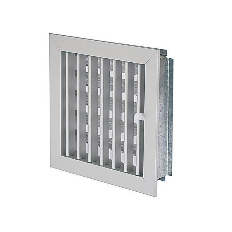 Grille de cheminée réglable en aluminium 18x18cm avec clapet