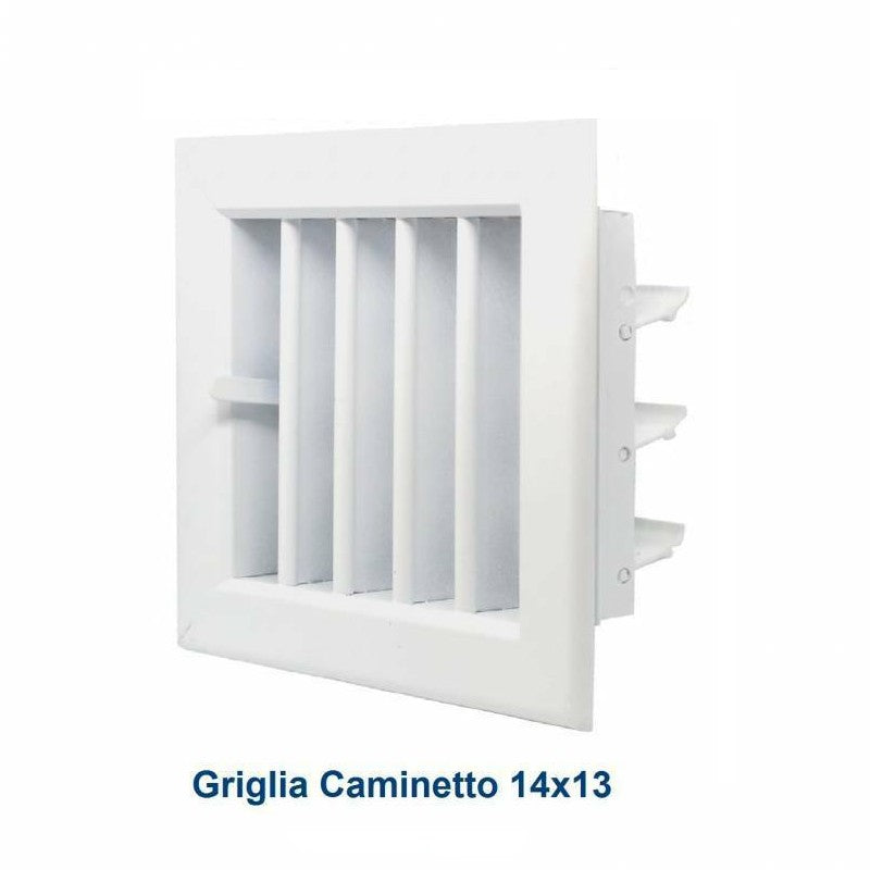 Grille d'aération 14x13cm blanche - Grille de cheminée réglable avec volet