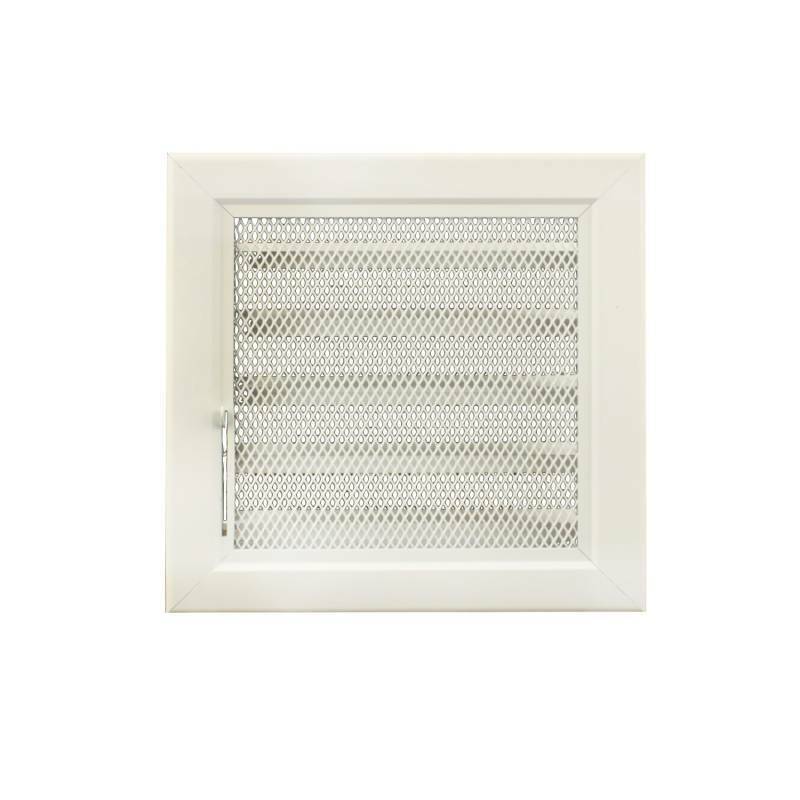 Grille d'aération blanche 18 x 18 cm avec moustiquaire et adaptateur pour cheminée