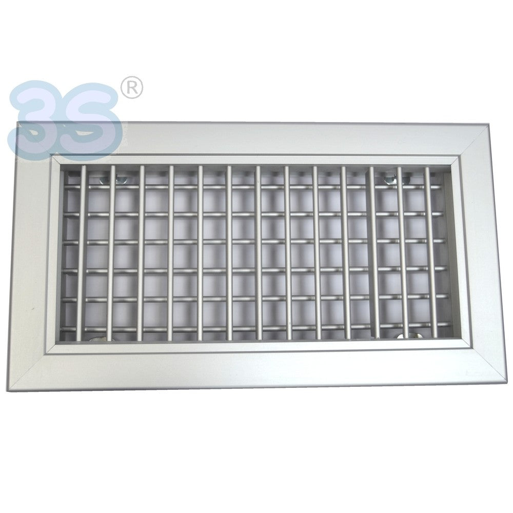 Buse de sortie en aluminium anodisé de 300 x 150 mm avec double rangée d'ailettes mobiles