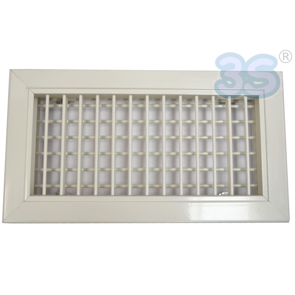Buse de sortie en aluminium blanc - 400 x 150 mm avec double rangée d'ailettes orientables