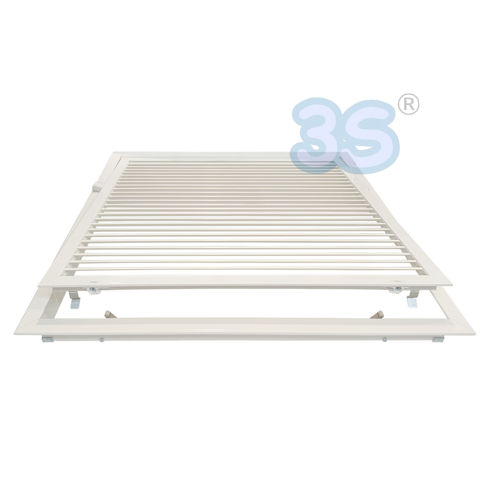 Grille d'admission d'air en aluminium blanc 595 x 595 mm avec filtre inclus - Ouverture par pression