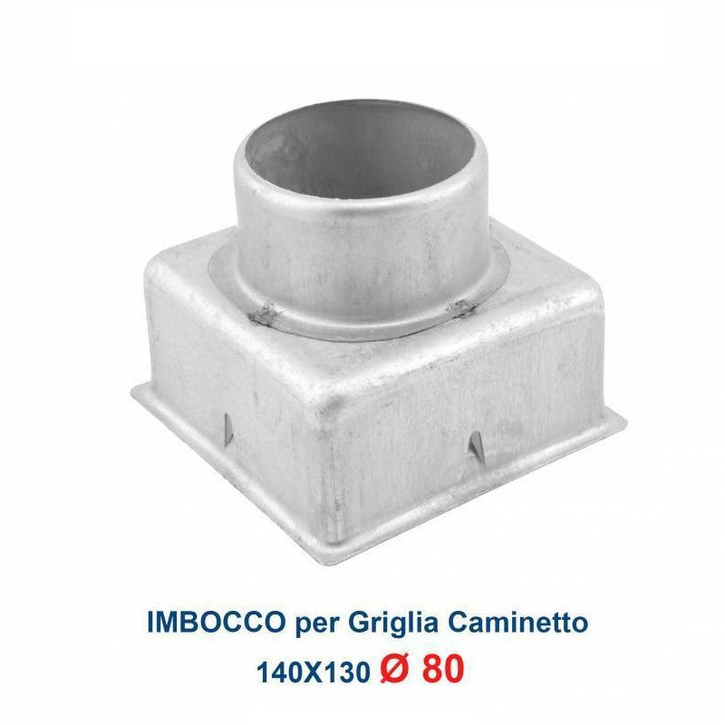 Entrée pour grille 14x13, diamètre 80 mm, raccord adaptateur pour buse de cheminée