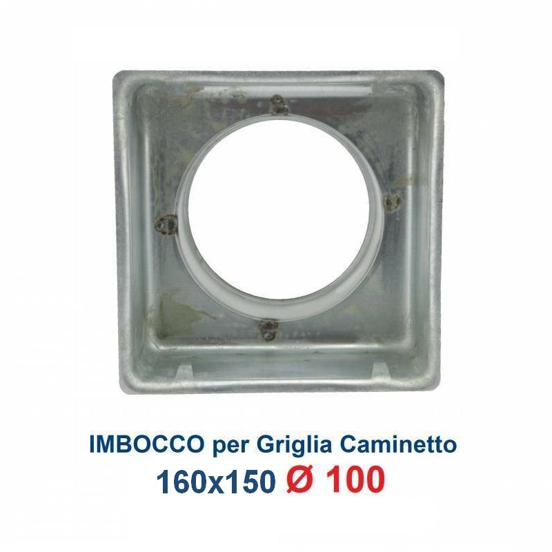 Entrée pour grille 16x15, diamètre 100 mm, raccord adaptateur pour buse de cheminée