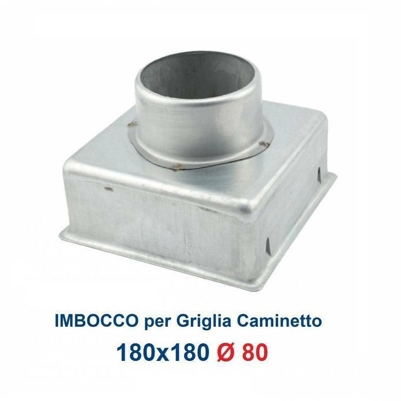 Entrée pour grille 18x18, diamètre 80 mm, raccord adaptateur pour buse de cheminée