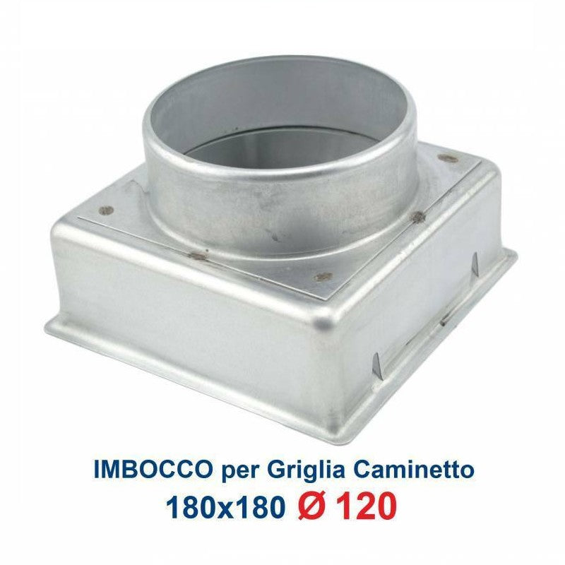 Entrée pour grille 18x18, diamètre 120 mm, raccord adaptateur pour buse de cheminée