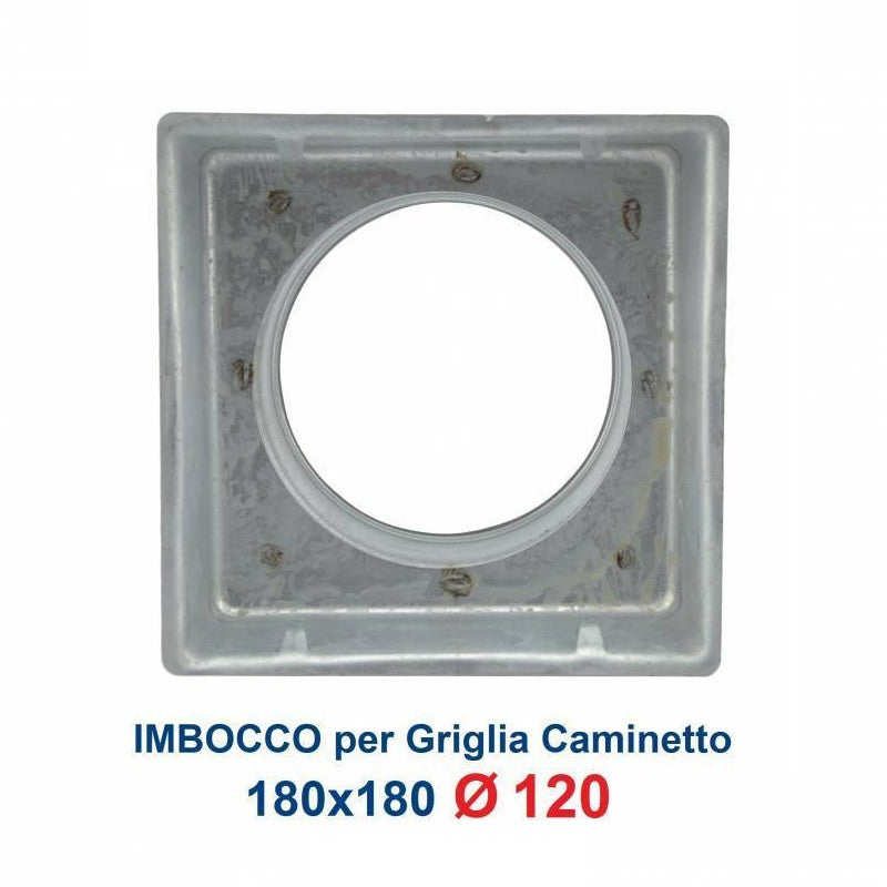 Entrée pour grille 18x18, diamètre 120 mm, raccord adaptateur pour buse de cheminée