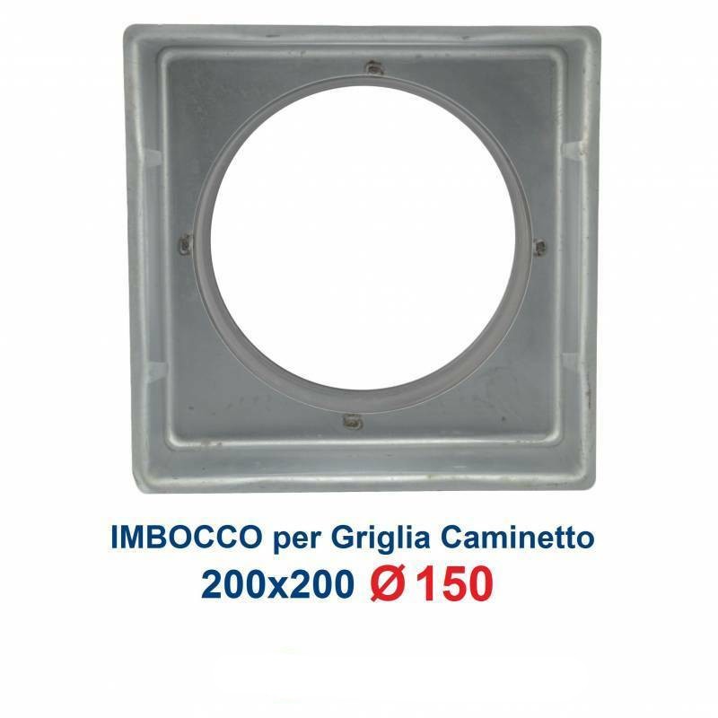 Entrée pour grille 20x20, diamètre 150 mm, raccord adaptateur pour buse de cheminée