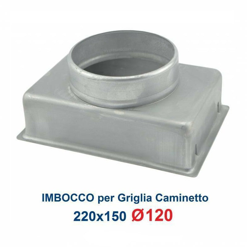 Entrée pour grille 22x15, diamètre 120 mm, raccord adaptateur pour buse de cheminée