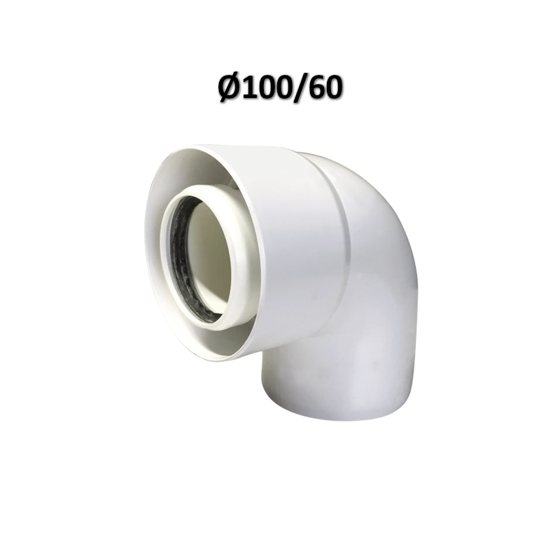 90° COAXIAL ELBOW Ø 60/100 mm WHITE PVC/PPS for condensing boilers