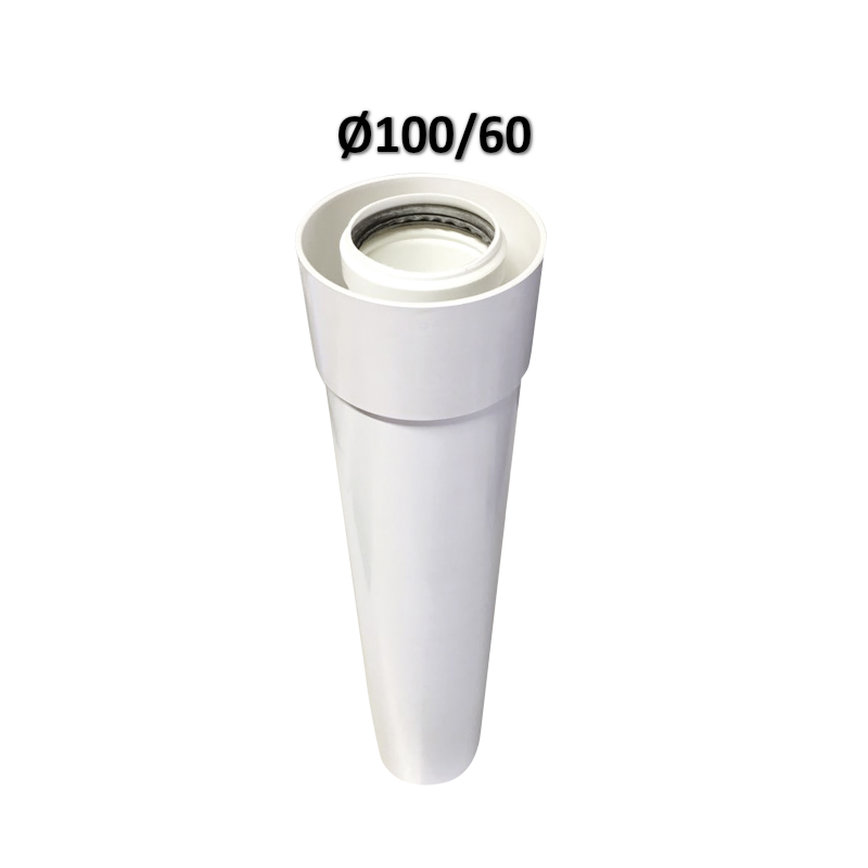 Coaxial flue pipe Ø 60/100 mm WHITE PVC PPS 100 CM for condensing boilers