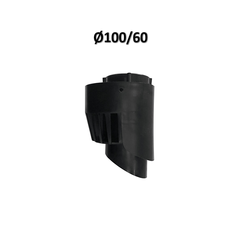 Universal coaxial terminal Ø 60/100 mm black PVC/PPS for condensing boilers