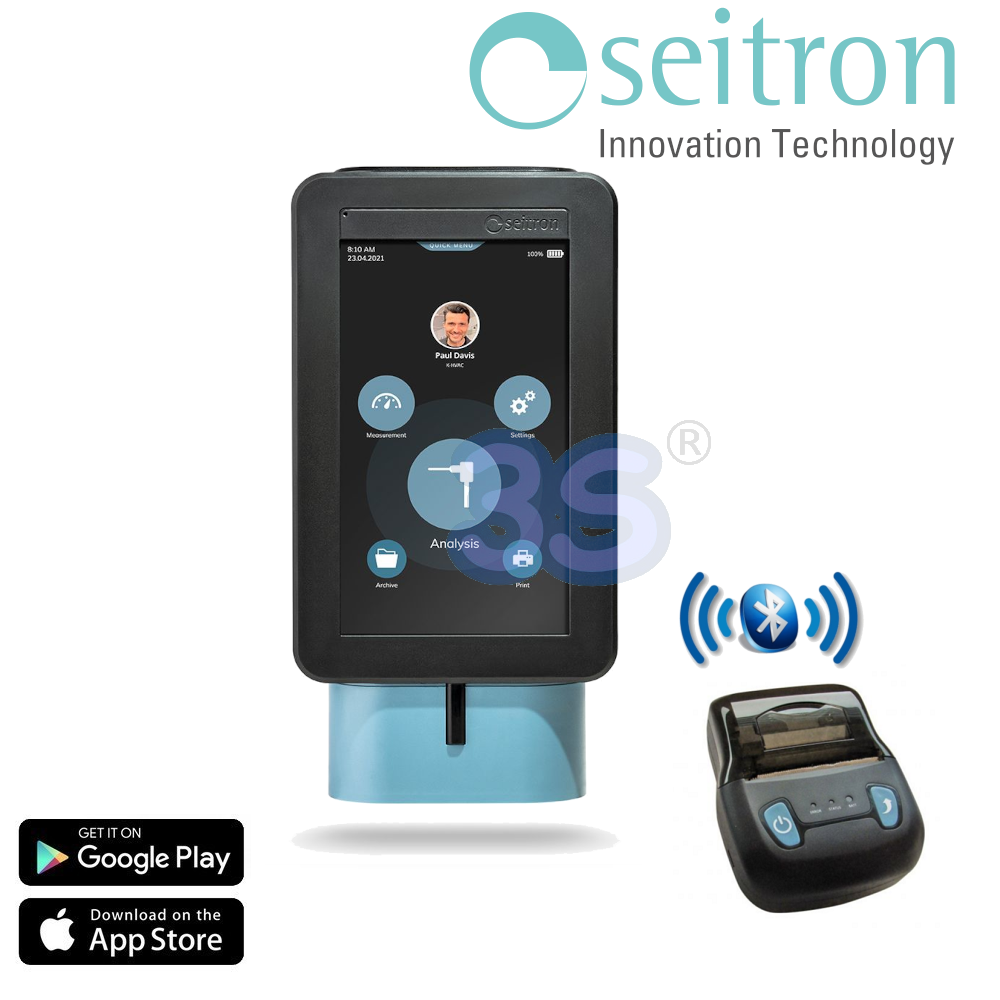 Analyseur de combustion à écran tactile Seitron Novo 3ST avec imprimante Bluetooth externe