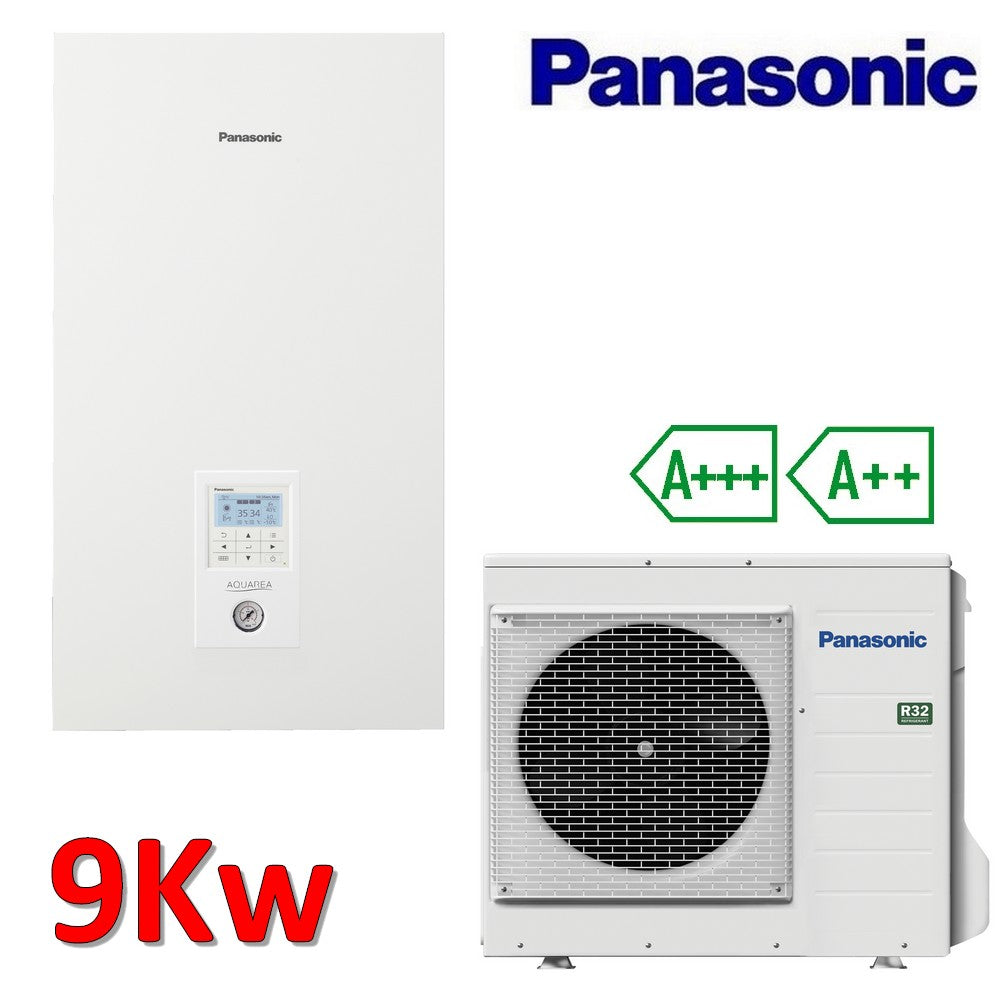 Kit split Panasonic Aquarea System R32 - WC09J3E5 (WH-SDC0709J3E5 + WH-UD09JE5-1) - Eau chaude et froide - 9,0 kW Monophasé