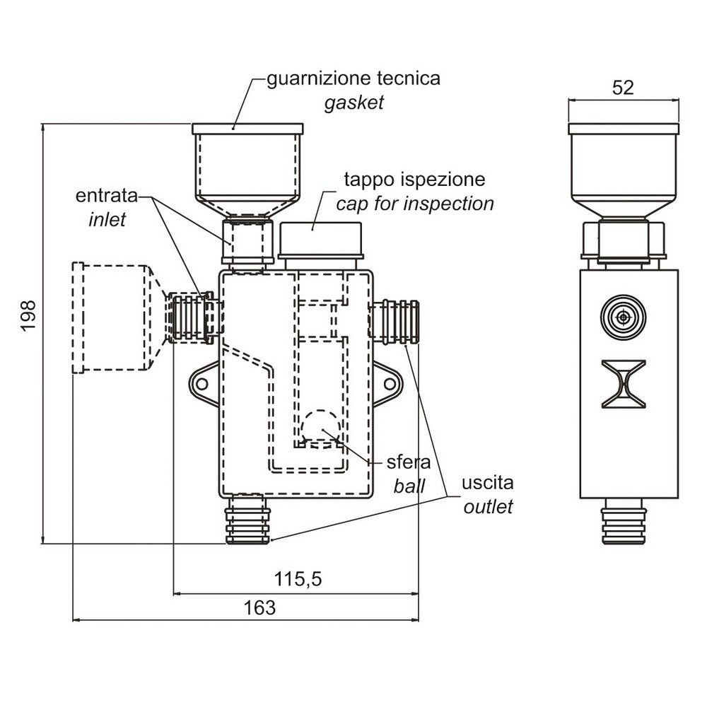 Siphon double inspectable avec boîte intégrée pour la condensation de la climatisation