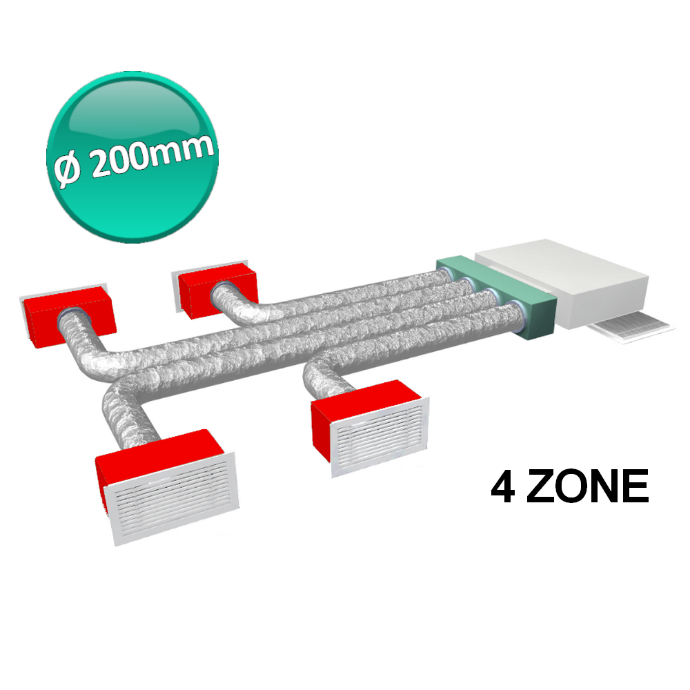 Kit d'accessoires complet pour système gainable 4 zones Ø 200 mm