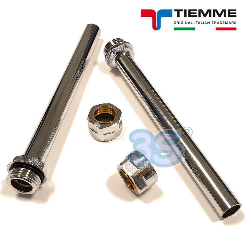 Kit de tuyauterie chromée avec adaptateurs pour robinets de radiateur chromés TIEMME
