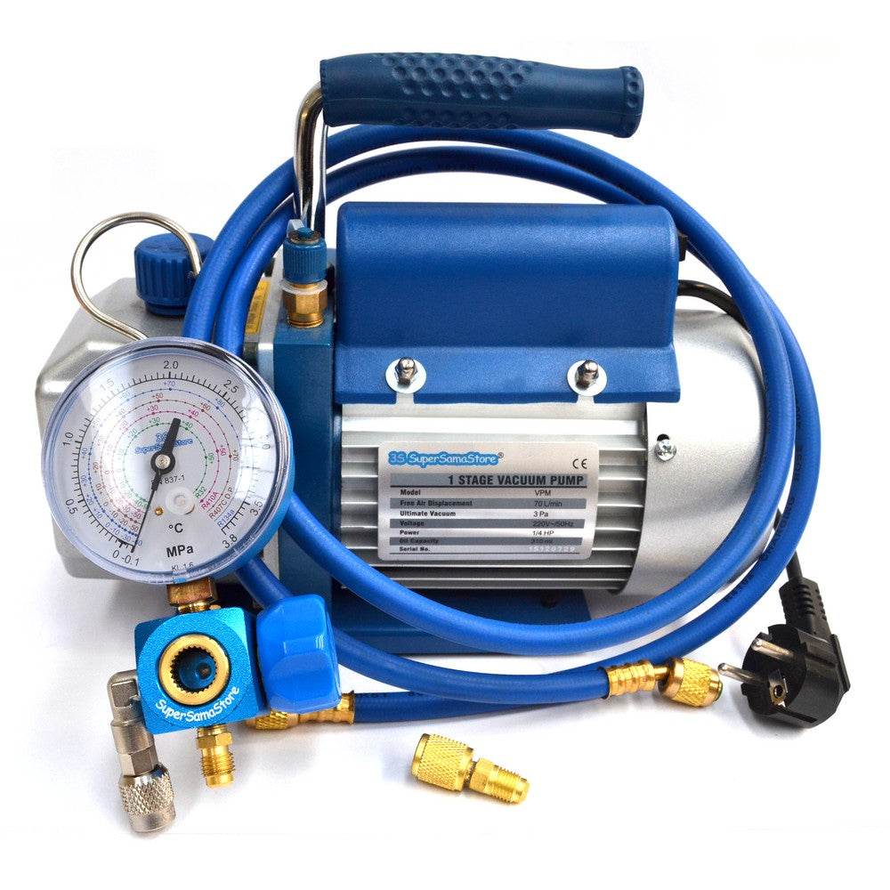 Kit de charge et de mise sous vide - Pompe 70 l/min - Manomètre R32 R410A R407C R134A - Tuyau
