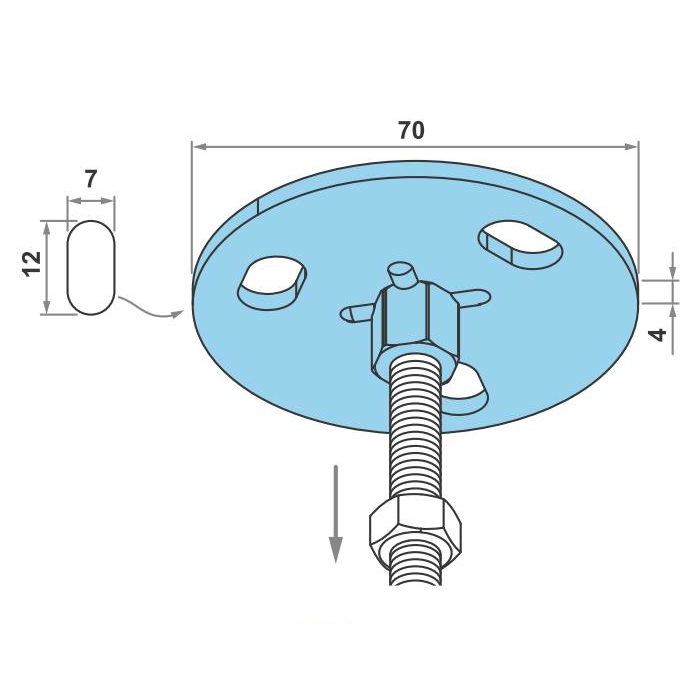 Plaque de fixation circulaire galvanisée OTER - M8/M10