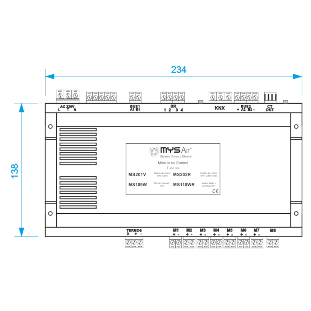 Module de commande radio-câblé à 7 zones - unité de commande pour thermostats de zone gainables