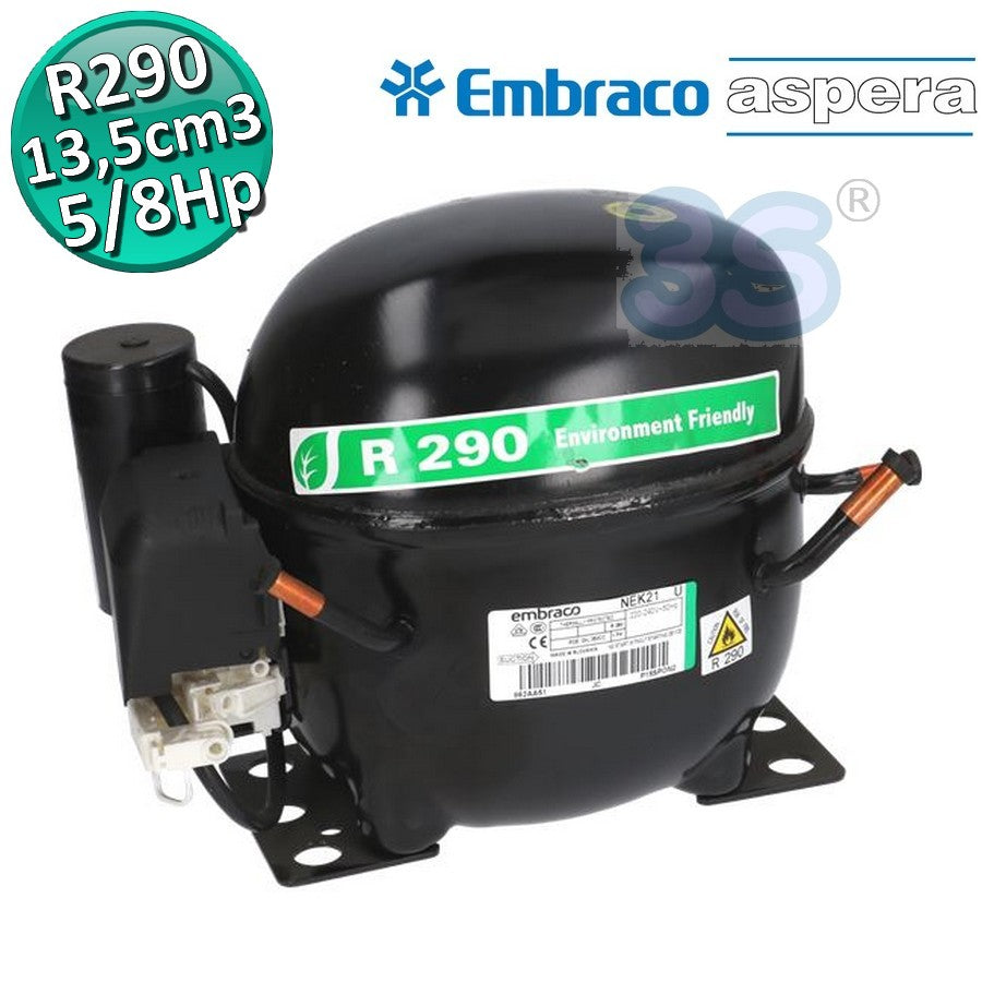 Compresseur de gaz Embraco Aspera NEU2155U LBP 5/8 HP 13,54 cm3 R290
