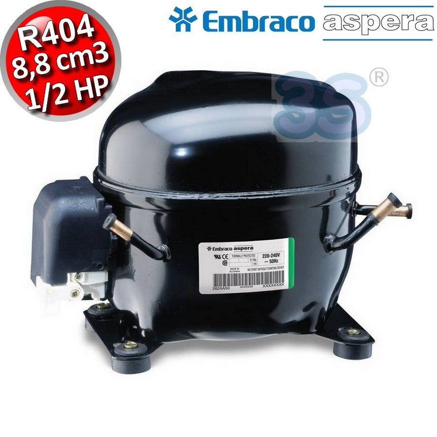 Compresseur de gaz hermétique R404A - 1/2 CV - 8,77 cm³ - Embraco Aspera NEU6212GK
