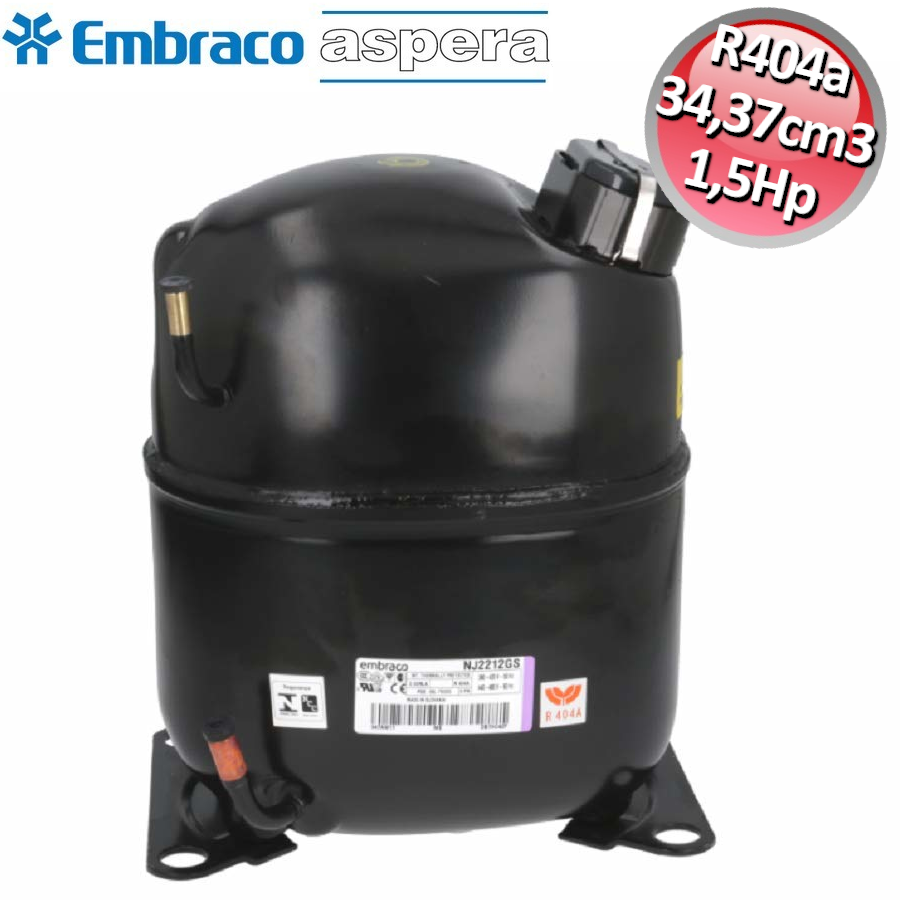 Compresseur Embraco Aspera NJ2212GS R404A/R507 1,5 CV - CSR