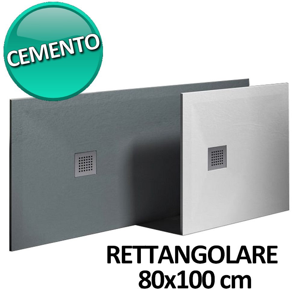 Receveur de douche 80x100 en résine et gelcoat effet pierre - Couleur Cemento