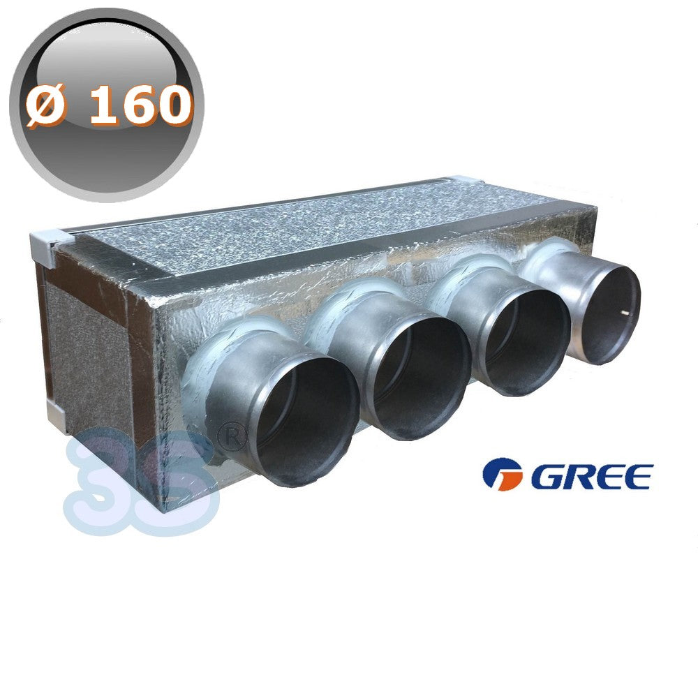 Plénum de distribution pour machines en PAL, 4 sorties Ø 160, pour systèmes gainés GREE by ARGO