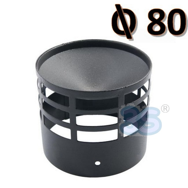 Grille de raccordement 3S pour cheminée de poêle à granulés Ø 80 mm, acier, couleur noire